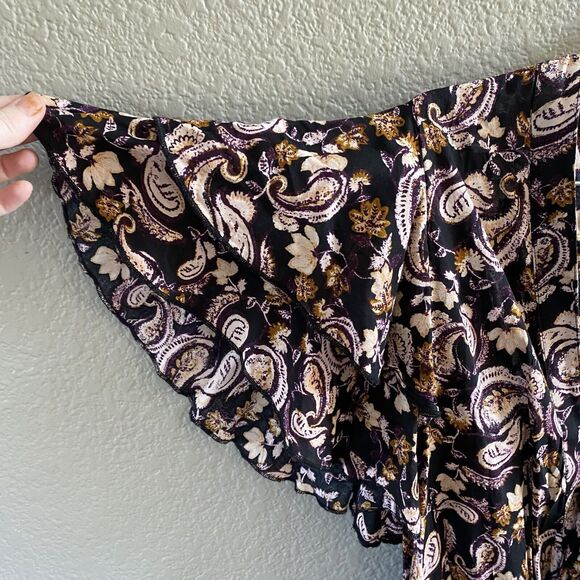 Intimately Free People Bodysuit Womens Small Black Call Me Later Ruffle Floral - Picture 6 of 10